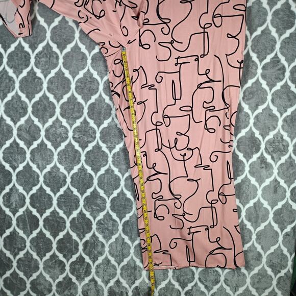 ELOQUII Pajamas 2 Piece Set Womens 24/26 Pink Abstract Print Plus Size Rayon - Picture 10 of 16